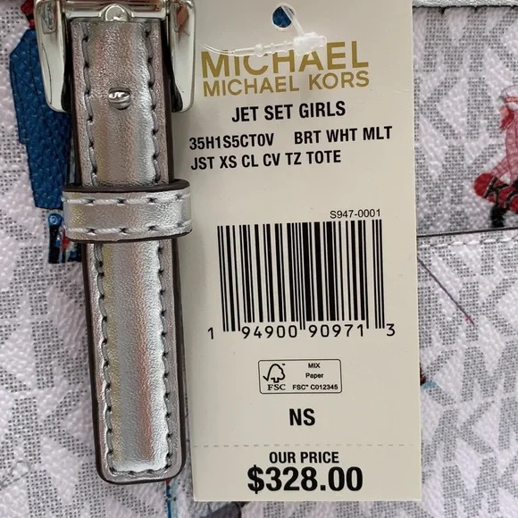 Michael Kors Jet Set Girls Print White Signature XSMALL Carryall Top Zip… - Picture 16 of 16